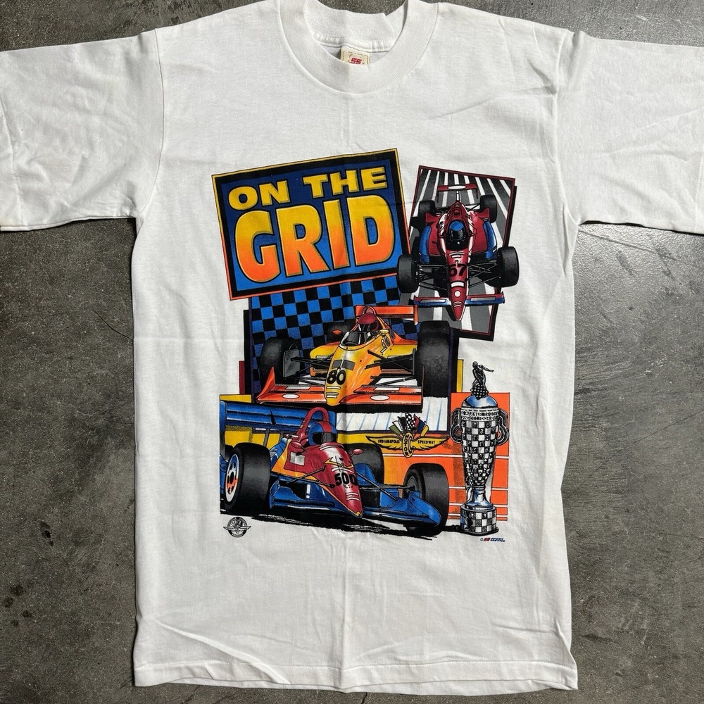 Vintage Men's 1990's Indy 500 Auth "On the Grid" Single Stitch T-Shirt Size Med